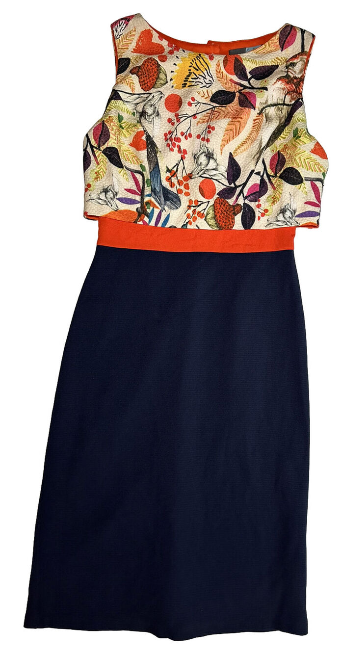 Eva Franco Aria In Birds And Bees Print Pencil Dress Size 2